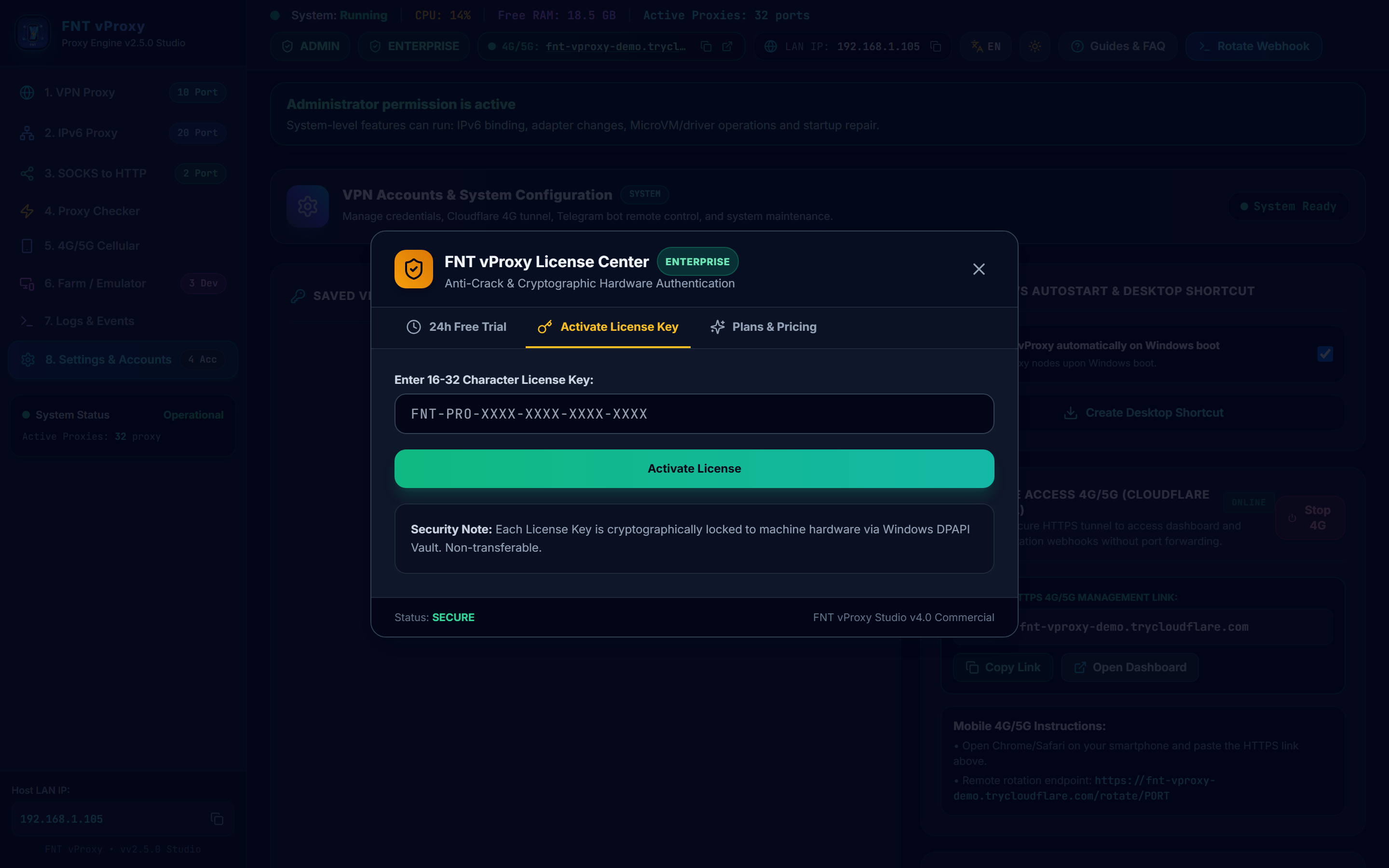 License Center Screenshot